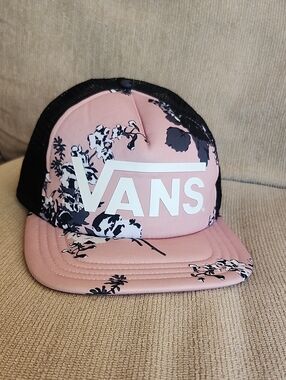 Vans Pink and Black Floral Trucker Hat